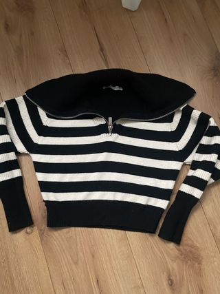 Jersey Zara Rayas Cremallera Cuello Alto