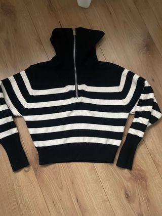 Jersey Zara Rayas Cremallera Cuello Alto