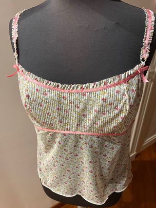 Top Rosapois con fiori e righe taglia 4