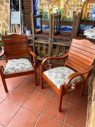 Coppia di poltrone in teak massiccia - Da restaurare