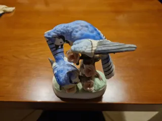 Statuina Uccelli Blue Jay Vintage Ceramica