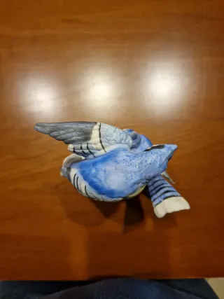 Statuina Uccelli Blue Jay Vintage Ceramica
