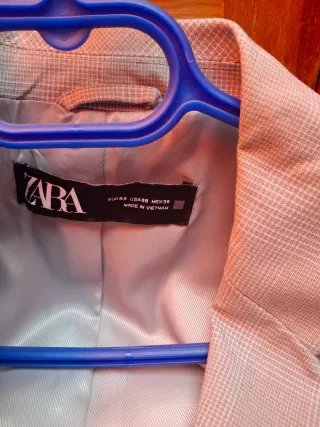 Chaqueta Zara Mujer Beige/Gris