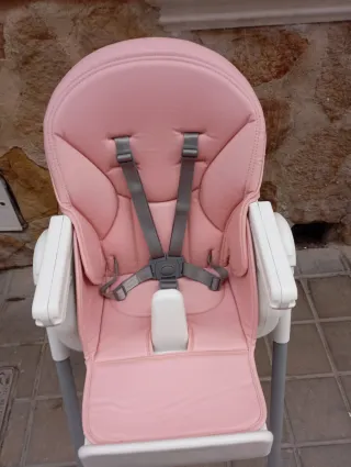 Trona bebé rosa y blanca