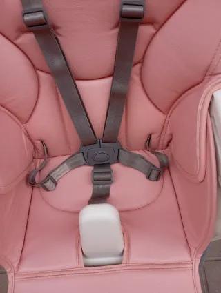 Trona bebé rosa y blanca