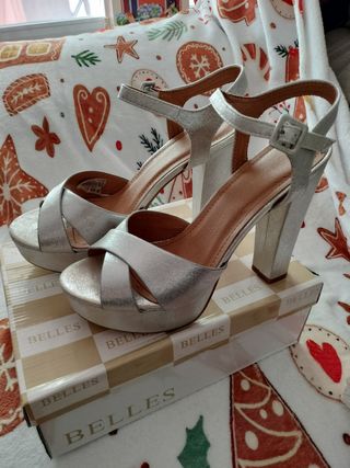 Tacones Plataforma Plateados