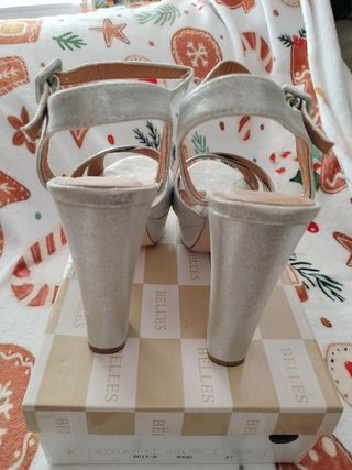 Tacones Plataforma Plateados