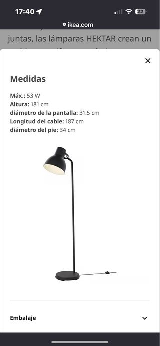 Lámpara de pie negra Ikea