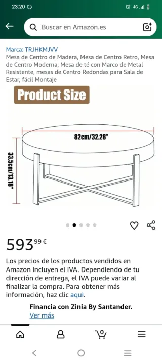 Mesa de centro madera y metal