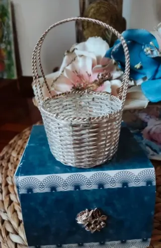 Cestino in acciaio argentato