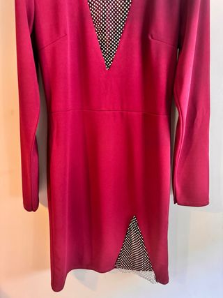 Vestido fiesta burdeos con pedrería