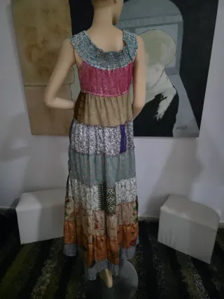 Vestido largo estilo hippie patchwork