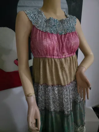 Vestido largo estilo hippie patchwork