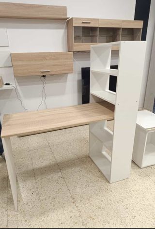 Escritorio / Mesa de estudio madera y blanco