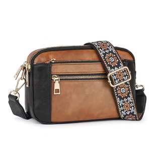 Bolso bandolera mujer marrón y negro