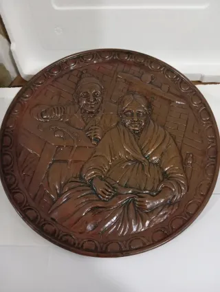 Placa decorativa antigua de cobre