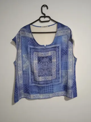 Blusa Punto Roma Talla 44 Azul