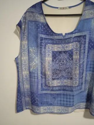 Blusa Punto Roma Talla 44 Azul