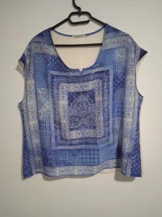 Blusa Punto Roma Talla 44 Azul