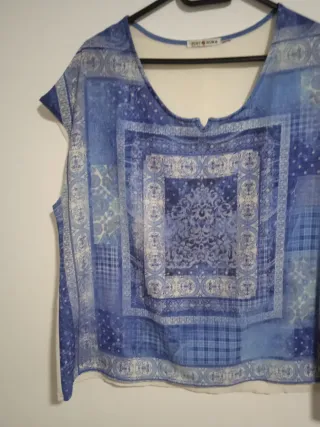 Blusa Punto Roma Talla 44 Azul