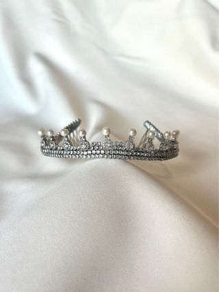 Tiara/Tocado Novia Plata y Perlas