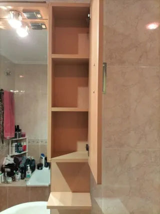 Armario baño espejo madera y cristal