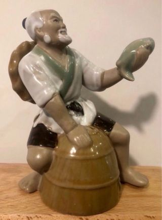 Figura de pescador en cerámica de Shiwan