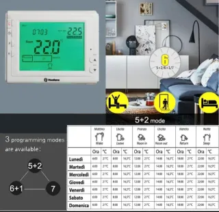 Cronotermostato Digitale Hualans Programmabile LCD