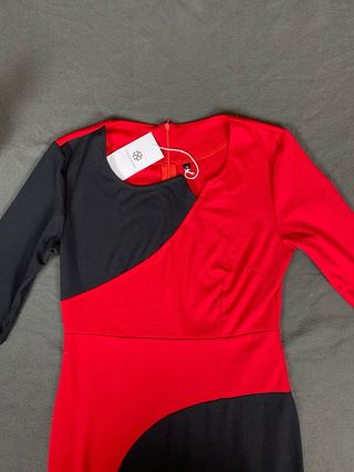 Vestido Tubo Bicolor Rojo y Negro Talla M