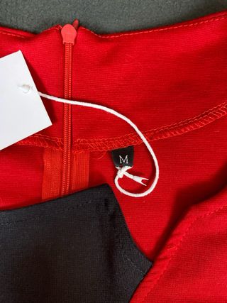 Vestido Tubo Bicolor Rojo y Negro Talla M