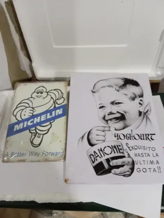 2 Carteles Publicidad Vintage: Michelin y Danone