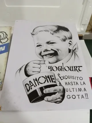 2 Carteles Publicidad Vintage: Michelin y Danone