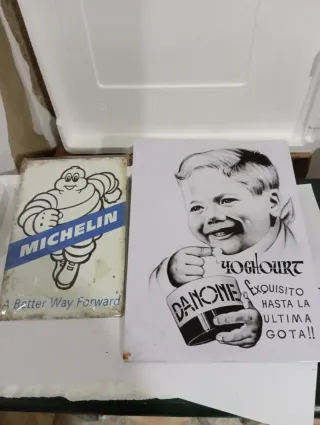 2 Carteles Publicidad Vintage: Michelin y Danone
