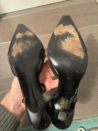 Tacones Rebeca Sanver slingback negros rayados T39