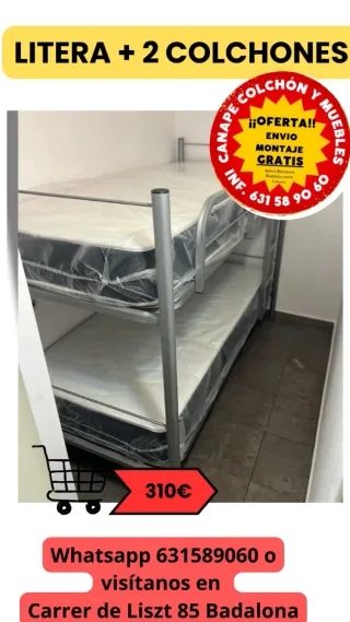 Letto a castello con 2 materassi