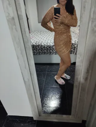 Vestido fiesta lentejuelas Zara Talla S