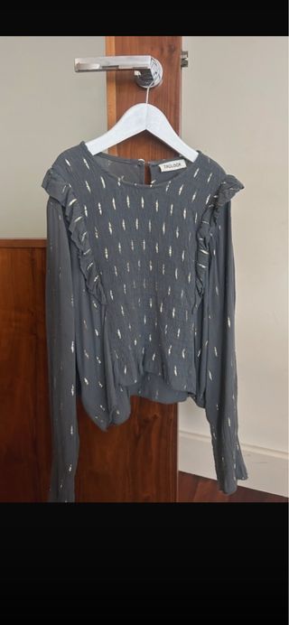Blusa gasa gris y dorada talla única