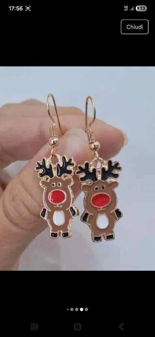 Set Collana e Orecchini Renna Natale