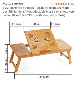Mesa Bambú Plegable Portátil