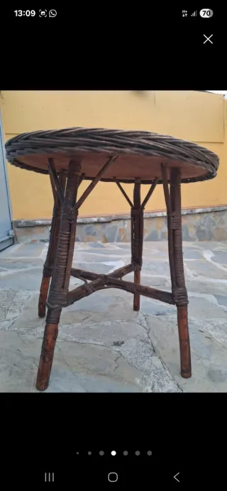 Mesa Redonda 60 Bambú y Ratán Semiantigua