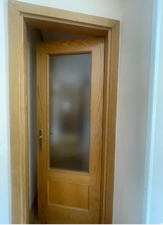 Puerta madera roble con cristal