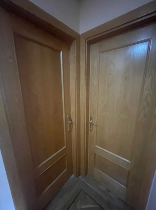 Puerta madera roble con cristal