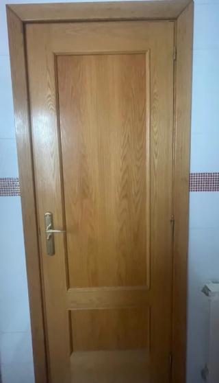 Puerta madera roble con cristal