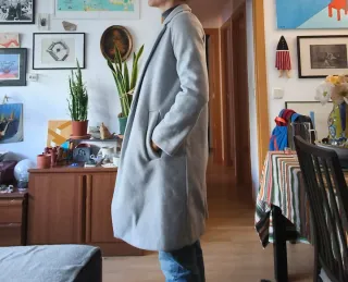 Abrigo paño gris Stradivarius talla S