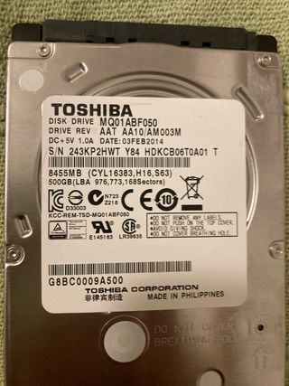 HDD Toshiba 500GB + RAM Samsung 4GB