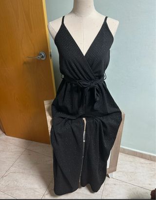 Mono negro brillo plata talla única