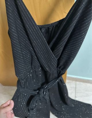 Mono negro brillo plata talla única