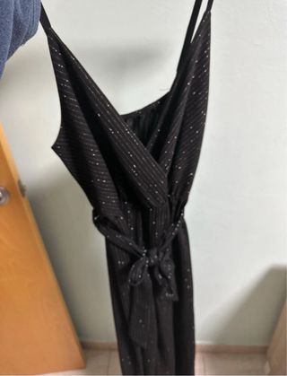 Mono negro brillo plata talla única