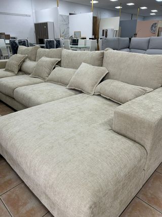 MEGA SOFÁ RINCONERA XXL 7 PLAZAS BEIGE ANTIMANCHAS