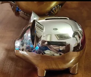 Salvadanaio maialino ceramica argentata